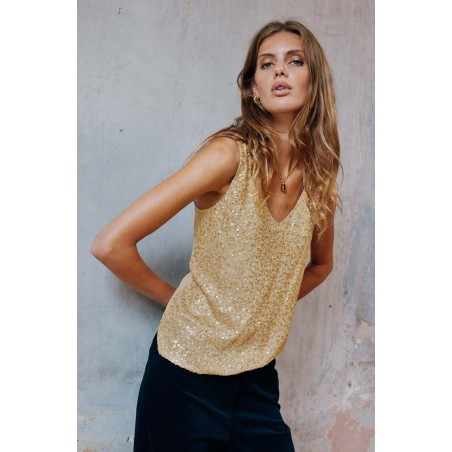 Limited Edition Sequin Cami | Gold/Beige In Stock