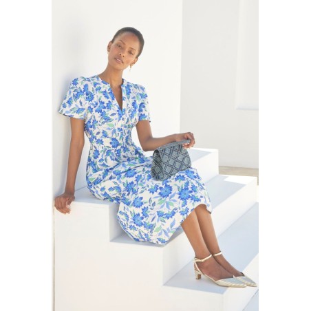 Limited Edition Sienna Dress | Ivory/Blue