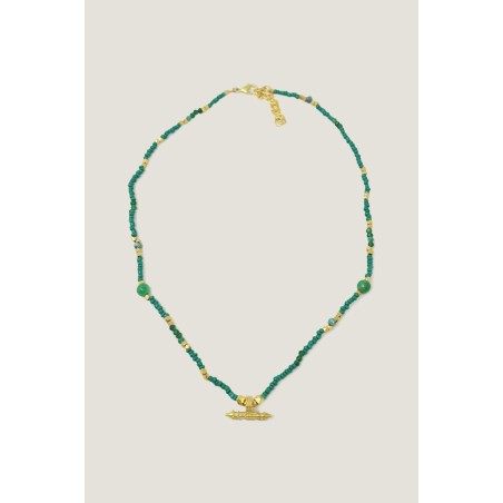 Limited Edition Sienna T-Bar Necklace | Gold/Green Available Now