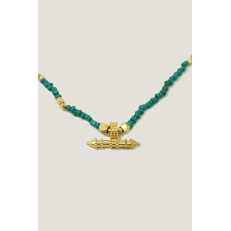 Limited Edition Sienna T-Bar Necklace | Gold/Green Available Now