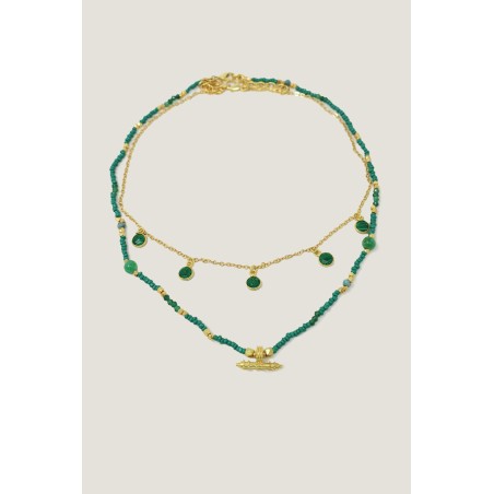 Limited Edition Sienna T-Bar Necklace | Gold/Green Available Now