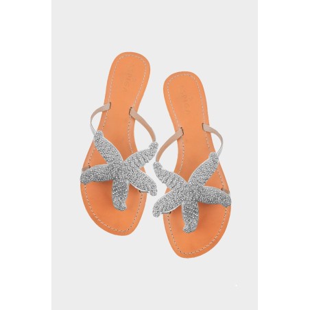 Limited Edition Starfish Leather Sandals | Silver Ready for Shipment