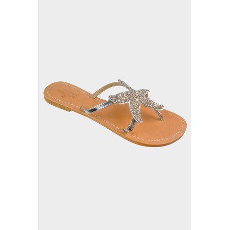 Limited Edition Starfish Leather Sandals | Silver Ready for Shipment