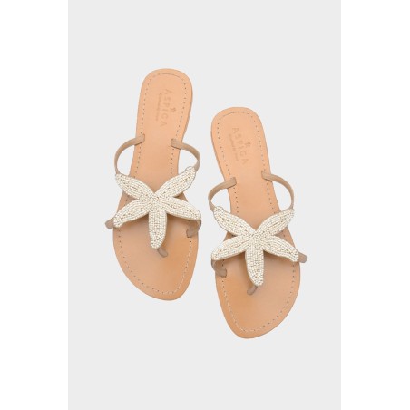 Limited Edition Starfish Leather Sandals | White