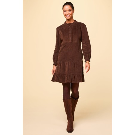 Limited Edition Stema Short Corduroy Dress | Chocolate Immediate Availability