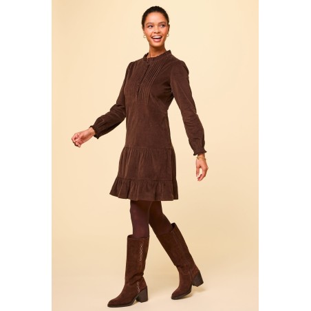 Limited Edition Stema Short Corduroy Dress | Chocolate Immediate Availability