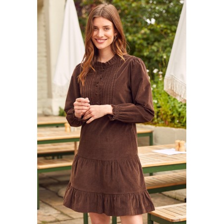 Limited Edition Stema Short Corduroy Dress | Chocolate Immediate Availability