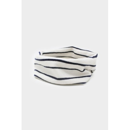 Limited Edition Striped Funnel Shape Neck Warmer | Cream/ Navy