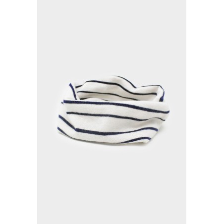 Limited Edition Striped Funnel Shape Neck Warmer | Cream/ Navy