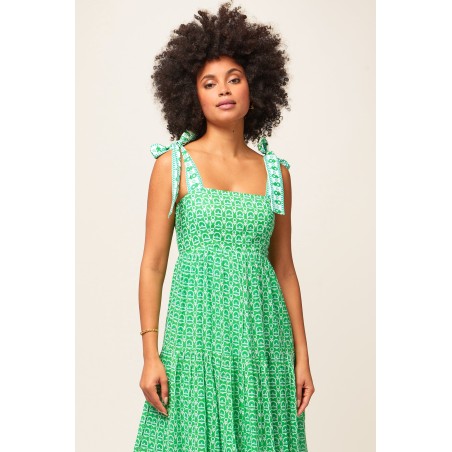 Limited Edition Tabitha Dress | Pop Flower Green/White New Stock