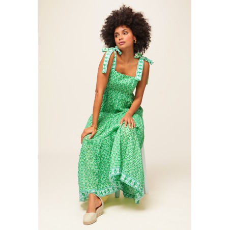 Limited Edition Tabitha Dress | Pop Flower Green/White New Stock