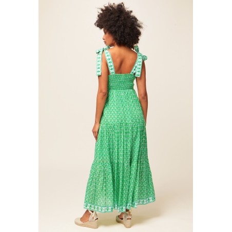 Limited Edition Tabitha Dress | Pop Flower Green/White New Stock