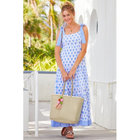 Limited Edition Tabitha Maxi Dress | Pineapple White/Blue On Hand Now