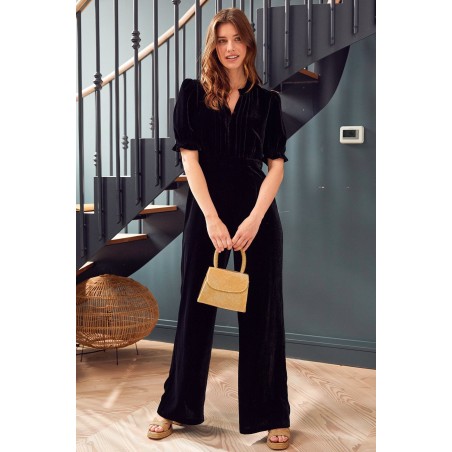 Limited Edition Tallulah Velvet Jumpsuit | Black Immediate Availability