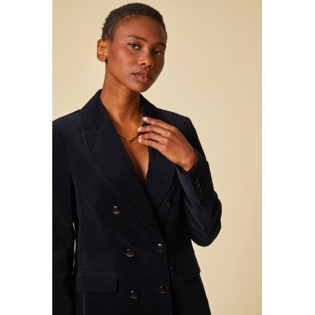 Limited Edition Theresa Stretch Corduroy Blazer | Navy/Black Immediate Availability