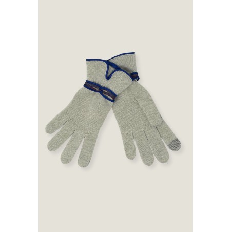 Limited Edition Touchscreen Wool & Cashmere Blend Gloves | Cream/Blue