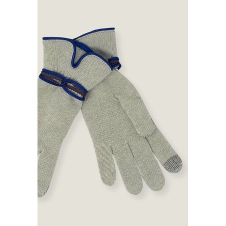 Limited Edition Touchscreen Wool & Cashmere Blend Gloves | Cream/Blue