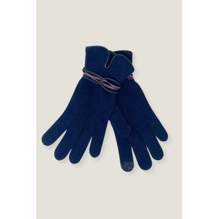 Limited Edition Touchscreen Wool & Cashmere Blend Gloves | Navy/Red Limited Stock