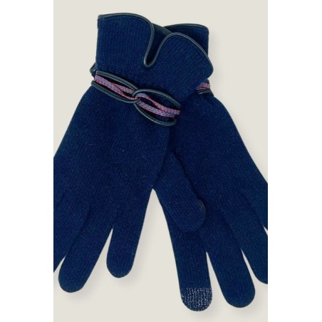 Limited Edition Touchscreen Wool & Cashmere Blend Gloves | Navy/Red Limited Stock