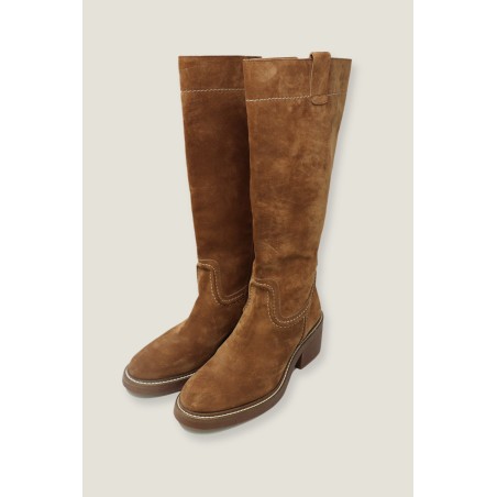 Limited Edition Trento Knee High Suede Boot | Tan