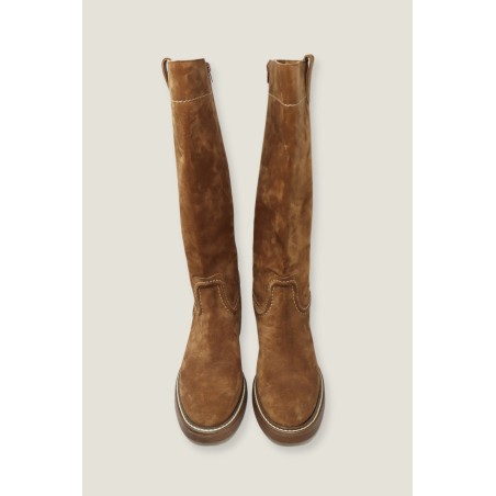 Limited Edition Trento Knee High Suede Boot | Tan