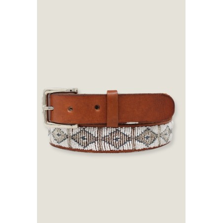 Limited Edition Triangle Leather Belt | White/Silver Hot New Item