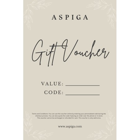 Limited Edition Aspiga E-Gift Card Ready for Shipment