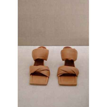 Limited Edition Twist Strap Sandals | Camel Immediate Availability