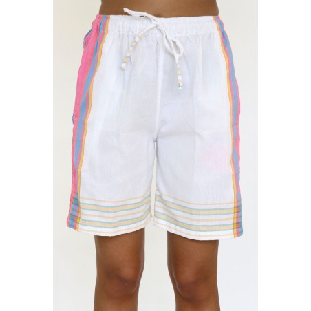 Limited Edition Kikoy Long Shorts | White/Pink New Release