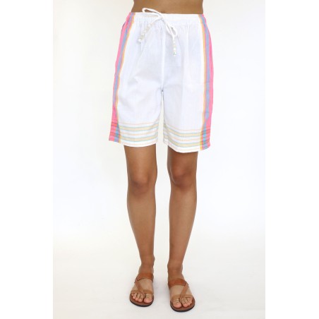 Limited Edition Kikoy Long Shorts | White/Pink New Release