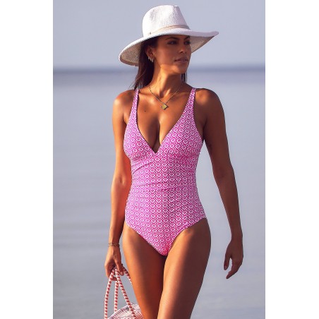 Limited Edition Recycled V-Neck Ruched Swimsuit | Stamp Aztec Pink Just Launched