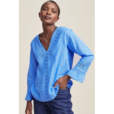 Limited Edition Valentina Embroidered Blouse | Marina Blue Just In