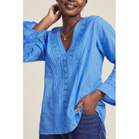 Limited Edition Valentina Embroidered Blouse | Marina Blue Just In