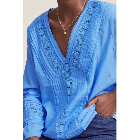 Limited Edition Valentina Embroidered Blouse | Marina Blue Just In