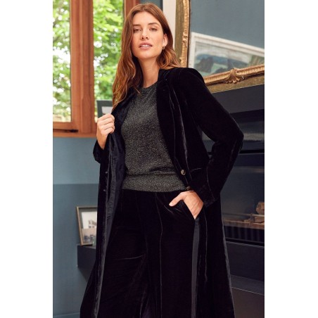 Limited Edition Velvet Opera Coat With Detachable Fur | Black Latest Edition