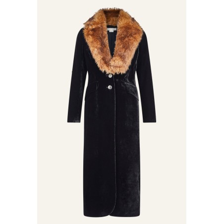 Limited Edition Velvet Opera Coat With Detachable Fur | Black Latest Edition