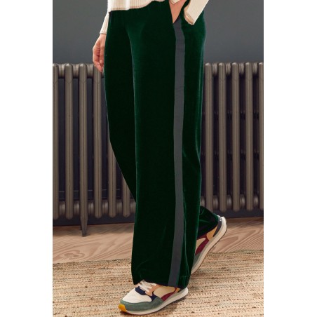 Limited Edition Velvet Side Stripe Trousers | Emerald Fresh Release