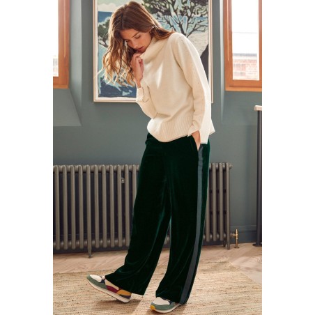 Limited Edition Velvet Side Stripe Trousers | Emerald Fresh Release