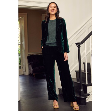 Limited Edition Velvet Side Stripe Trousers | Emerald Fresh Release