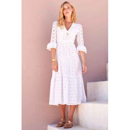 Limited Edition Victoria Broderie Dress | White New Stock