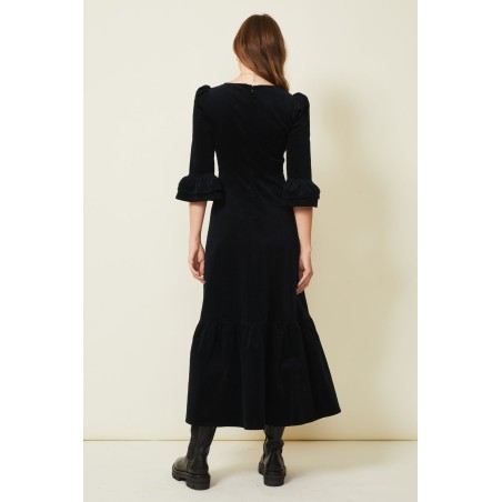 Limited Edition Victoria Round Neck 3/4 Sleeve Stretch Corduroy Dress | Black Latest Edition