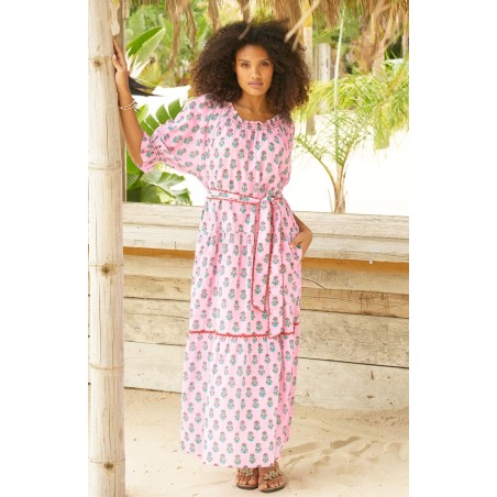 Limited Edition Violet Block Print Dress | Sunflower Buti Pink Immediate Availability