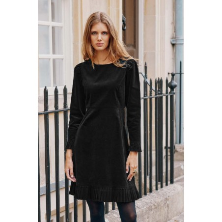 Limited Edition Vivienne Cotton Stretch Velvet Short Dress | Black New Stock