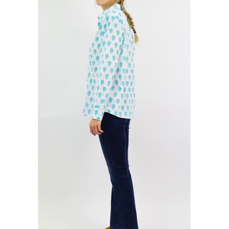 Limited Edition Women's Collared Shirt | Turquoise Pineapple On Hand Now