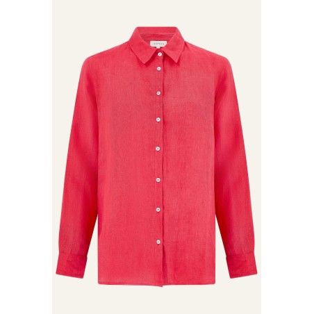 Limited Edition Women's Collared Linen Shirt | Hot Red Fresh Release