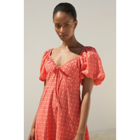 Limited Edition Zillah Dress | Geo Floral Pink/Orange On Hand Now