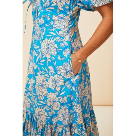 Limited Edition Zillah Dress | Lined Floral Turquoise/Cream Limited Stock