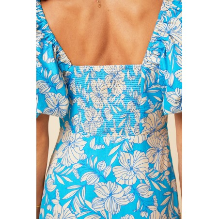 Limited Edition Zillah Dress | Lined Floral Turquoise/Cream Limited Stock