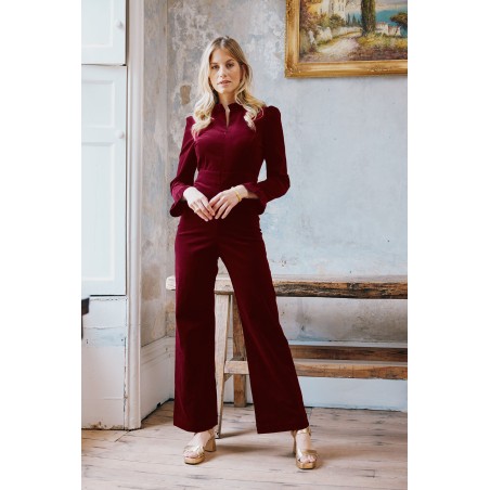 Limited Edition Zip Front Stretch Corduroy Jumpsuit | Wine Just Launched