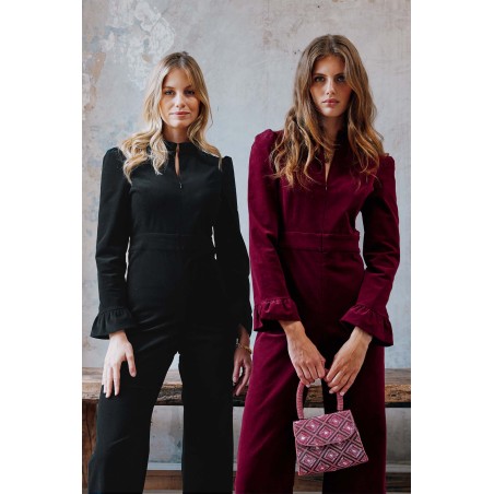 Limited Edition Zip Front Stretch Corduroy Jumpsuit | Wine Just Launched